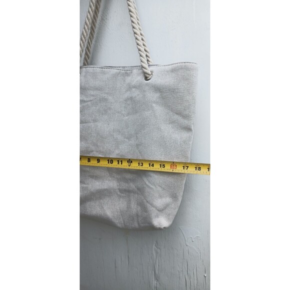 Embroidered Floral Shoulder Bag Zippered Rope Handle Boho Cottagecore Pocketbook - Picture 4 of 7